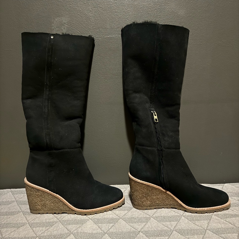 Vintage Coach Keely Double Faced Shearling Wedge Boots NWT